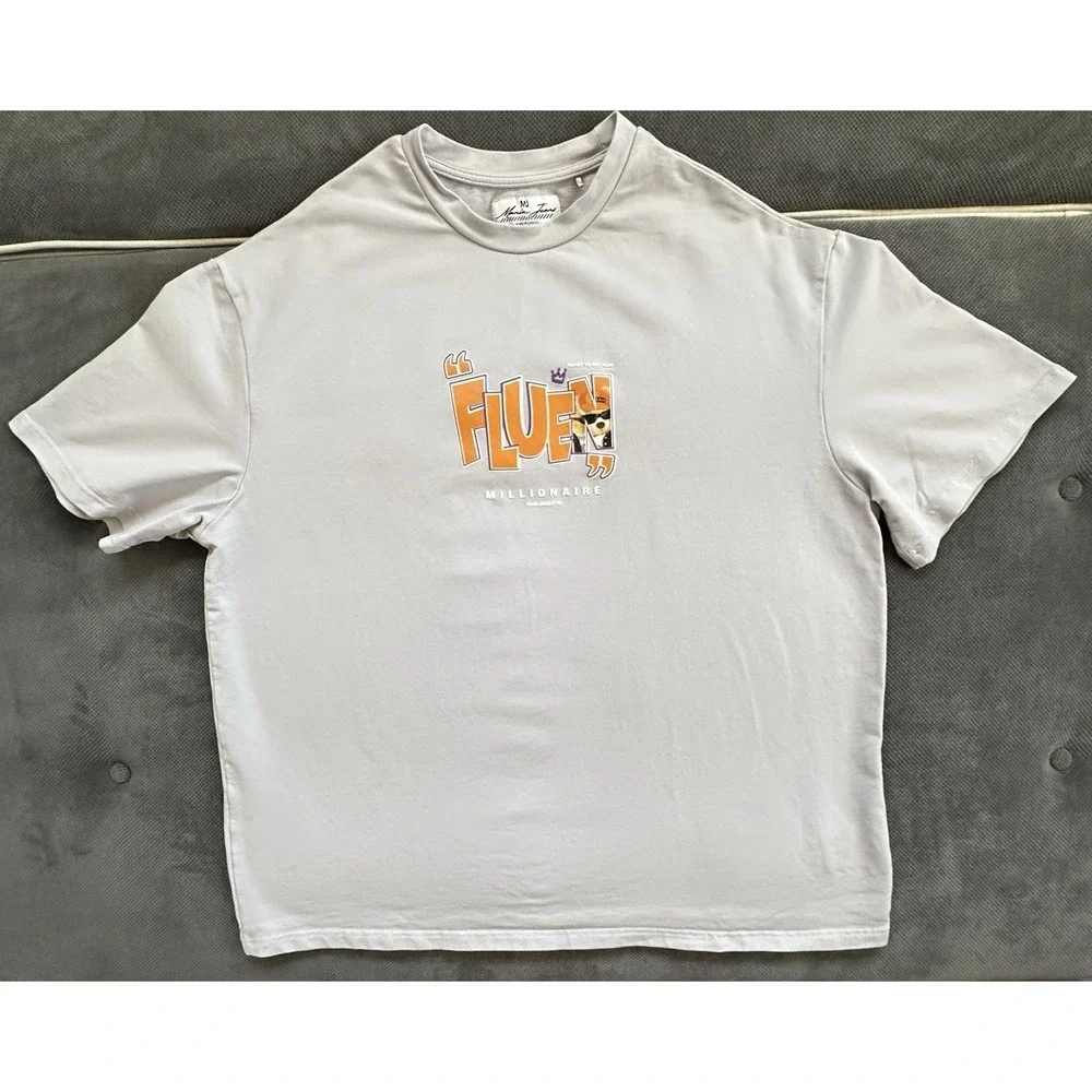 MU By Mania Shirt Men's Large Raised Lettering Embroidered Double Sided Graphics